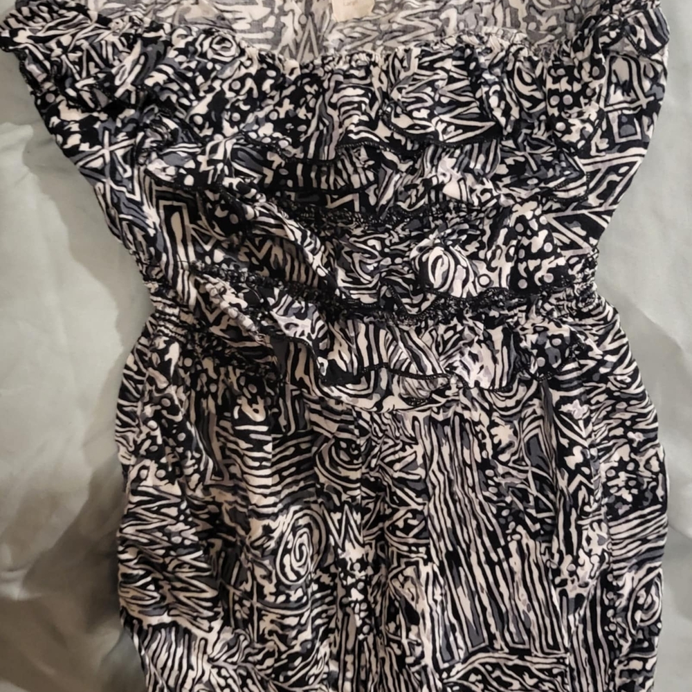 Black and White Abstract Print Romper